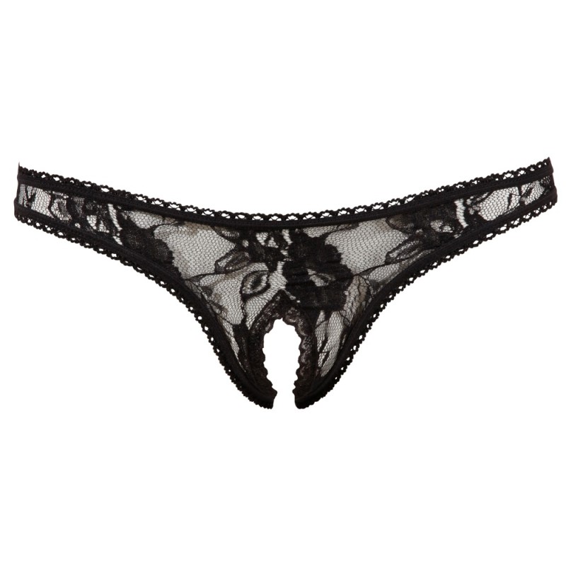 Crotchless String black S